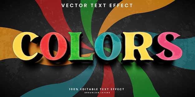 Colors editable text effect in vintage style