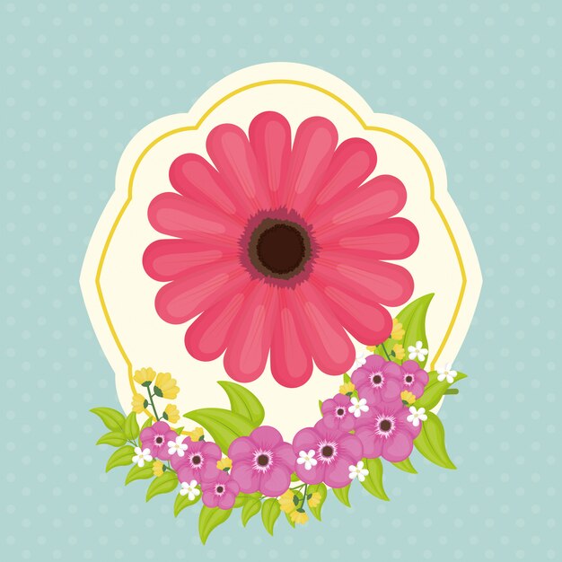 Vector colors flower over isolated background