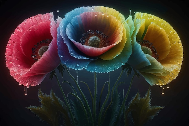 Vector the colors of flowers are multicolored and are from the same color