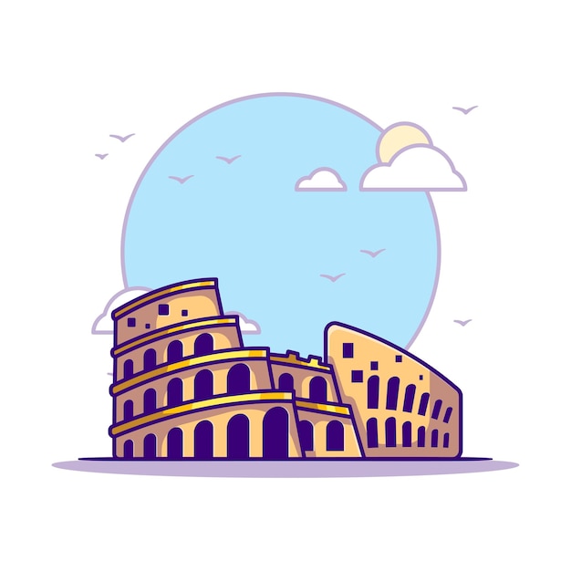 Vector colosseum   illustrations. landmarks  concept white isolated. flat cartoon style