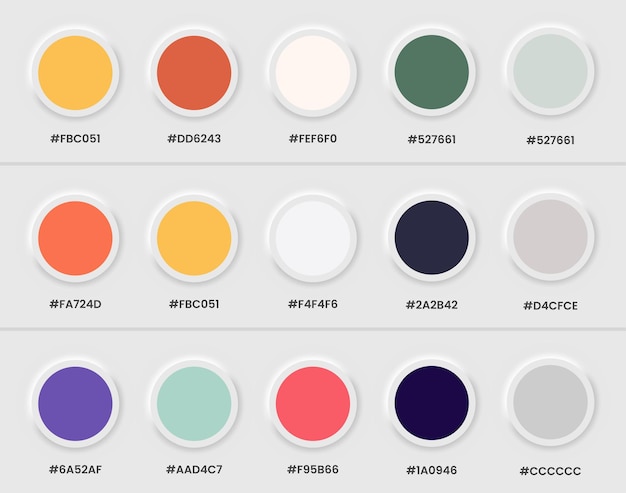 Vector colour catalogue neuromorphic style colour palette for ui ux design