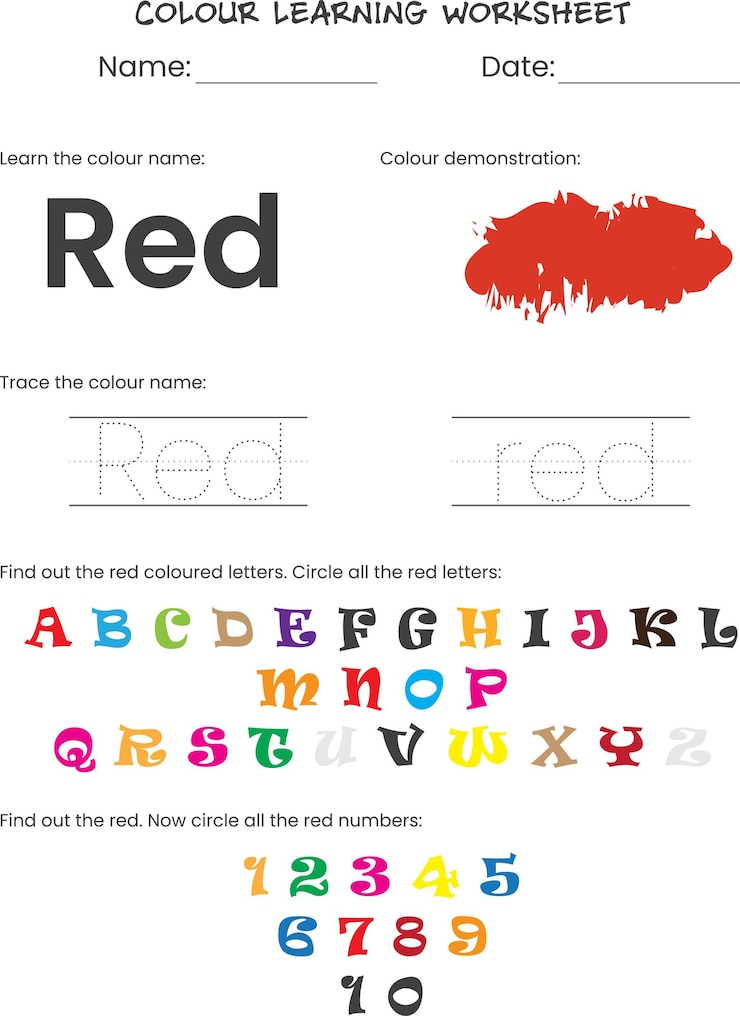 Vector colour name learning page