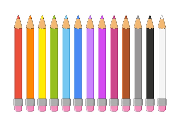 Цветные карандаши Элемент дизайна Шаблон для книг, наклейки, плакаты, открытки, одежда