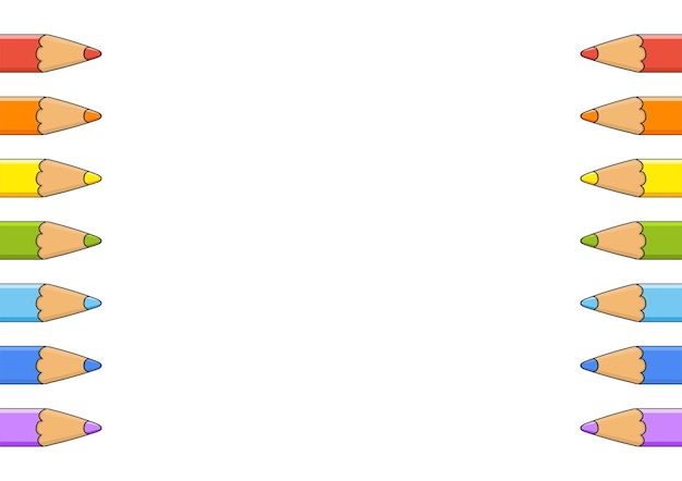 Цветные карандаши Элемент дизайна Векторная иллюстрация на белом фоне Шаблон для книг, наклеек, плакатов, открыток, одежды