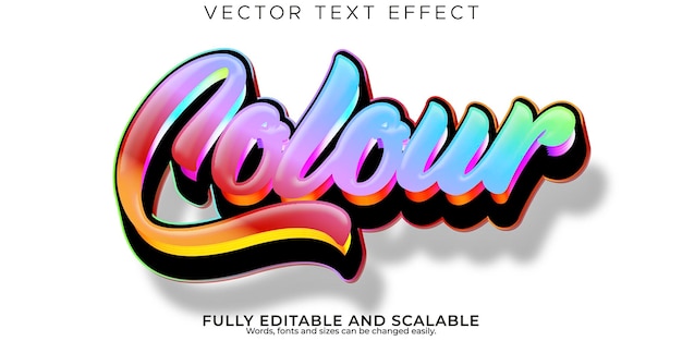 Vector colour rainbow stylish text effect editable modern lettering typography font style