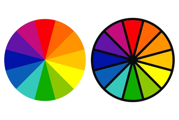 Vector colour wheel in flat and line colour style