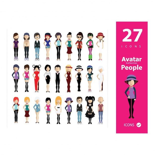 Vector coloured avatars collection