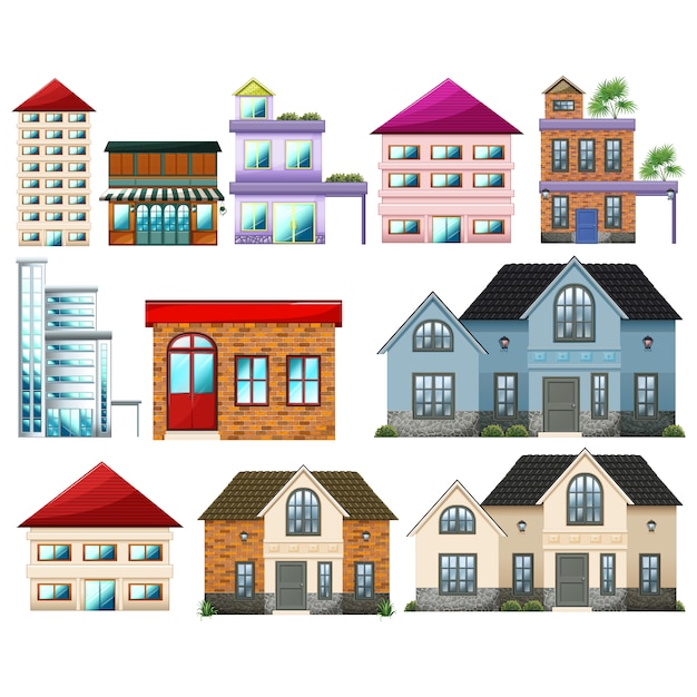 Coloured buildings collection