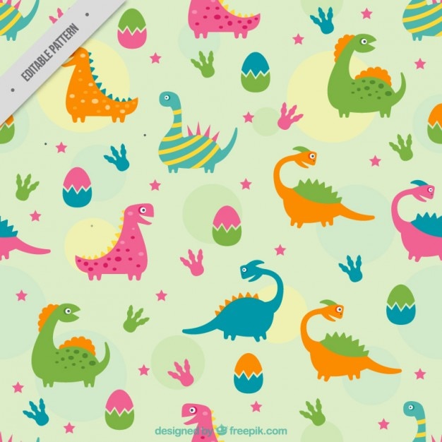 Vector coloured dinosaurs pattern