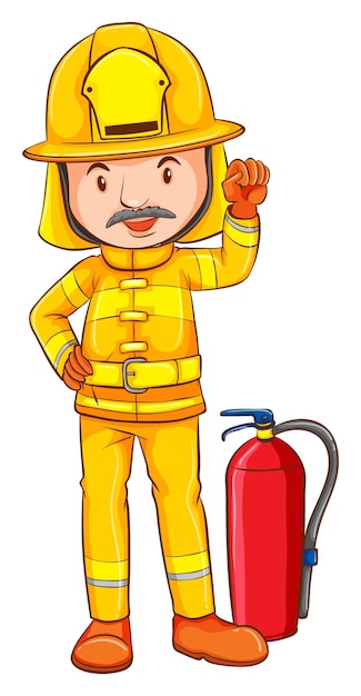 A coloured drawing of a fireman