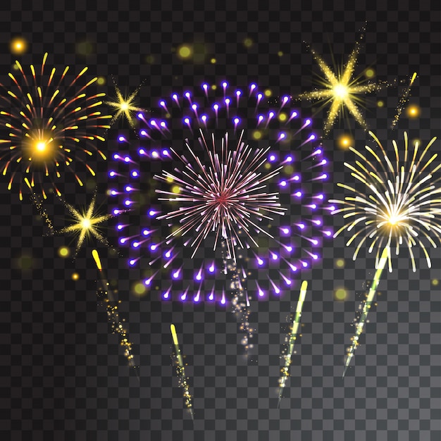 Coloured firework  on transparent background.  illustration