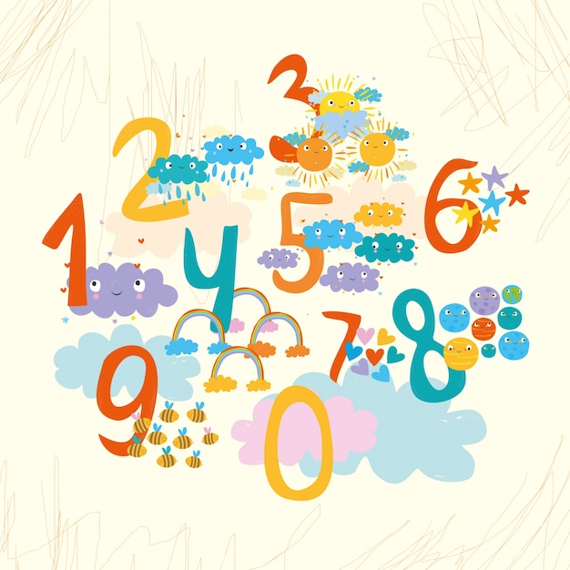 Vector coloured numbers collection