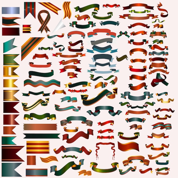 Vector coloured ribbons collectio