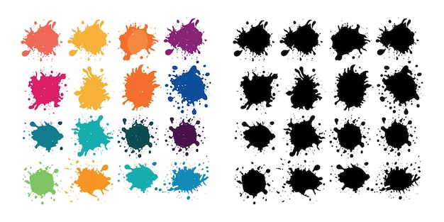 coloured splash paint stains collection abstract shape