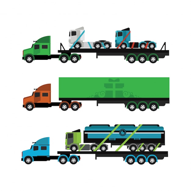 Вектор Цветные грузовиков комплект
