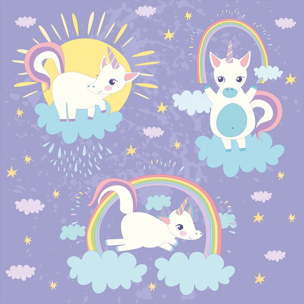 Vector coloured unicorns background