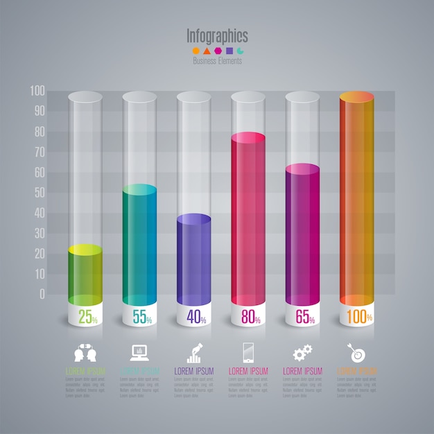 Colourful bar graph elements for the presentation