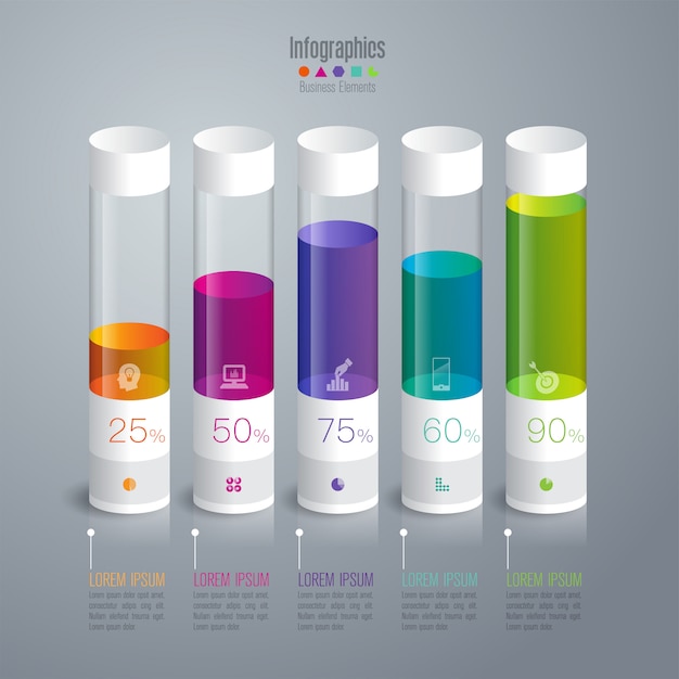 Elementi colorati del grafico a barre per la presentazione