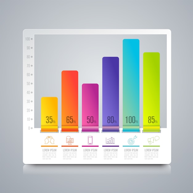 Colourful bar graph elements for the presentation