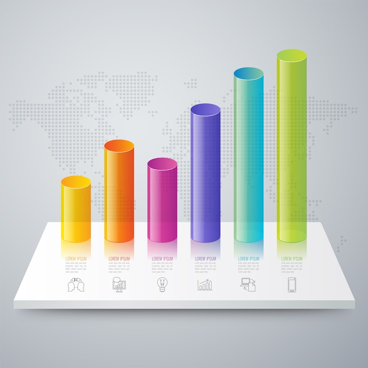 वेक्टर colourful bar graph for the presentation