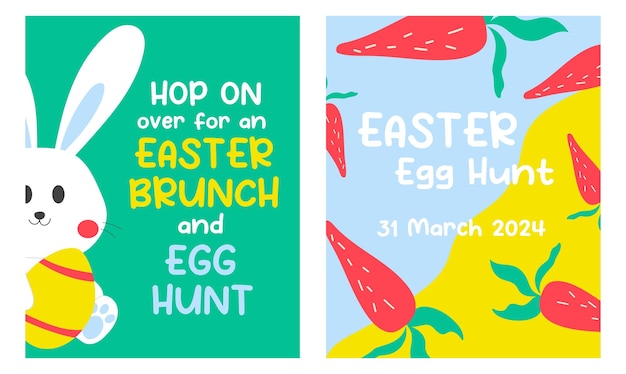 Colourful and bright template Easter invitation Egg hunt design 2024