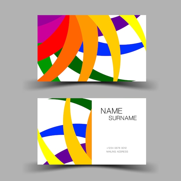 Vector colourful business card design contact card for company two sided vector illustration