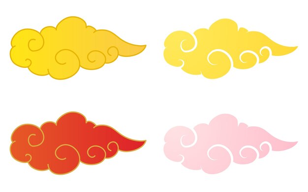 Colourful Chinese muscle cloud set gold red and pink