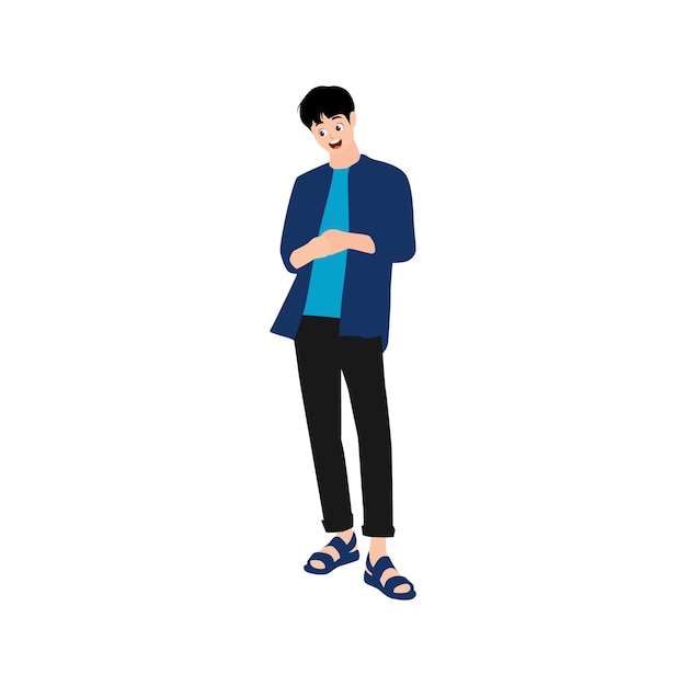 Colourful clothes model boy standing vector illustration