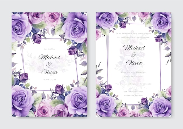 Colourful colorful with beautiful floral flower vector wedding card template watercolor