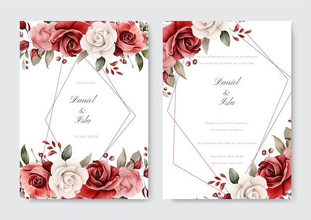 Colourful colorful with beautiful floral flower vector wedding card template watercolor