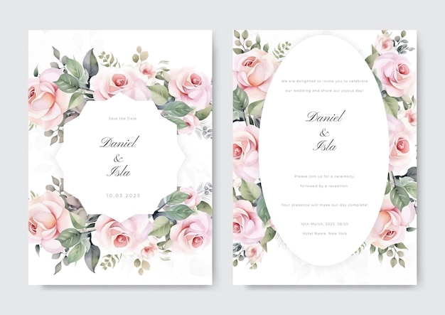 Colourful colorful with beautiful floral flower vector wedding card template watercolor