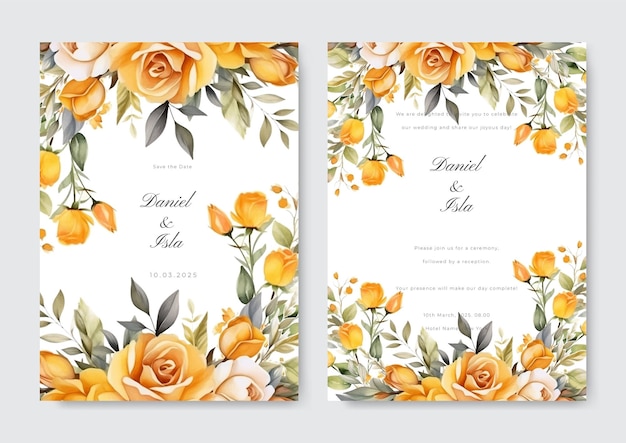 Colourful colorful with beautiful floral flower vector wedding card template watercolor