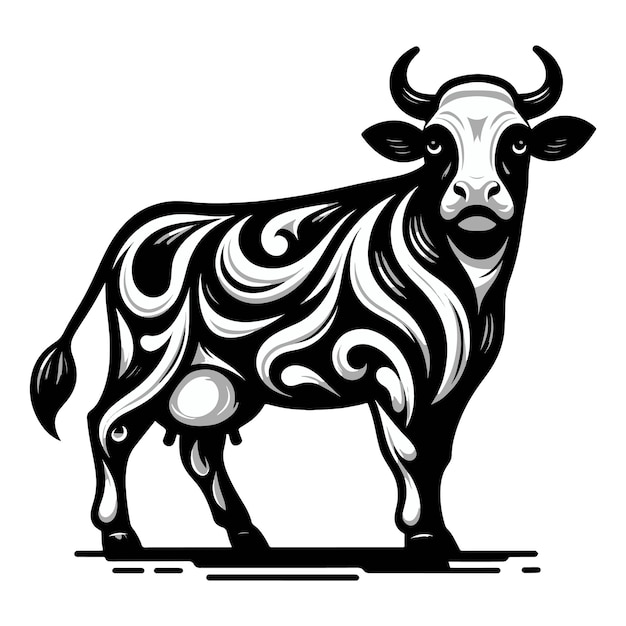 Vector a colourful cow vector illustration isolated on a transparent background