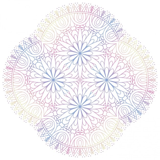 Colourful decorative mandala design. Line drawing.