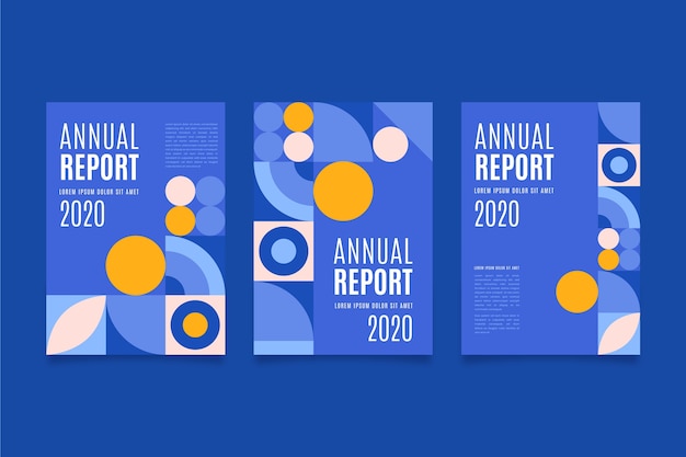 Vector colourful dots and blue annual report template