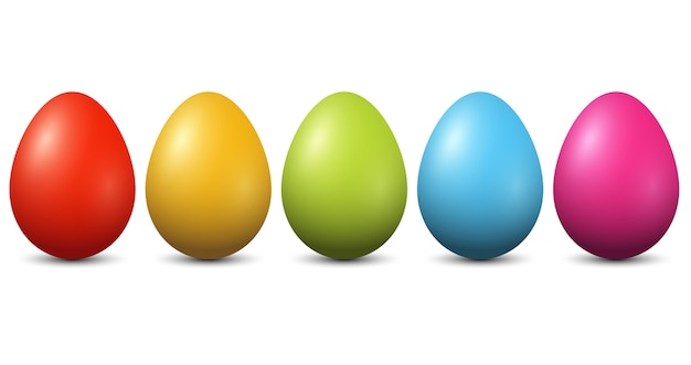 Colourful Easter Eggs on white background