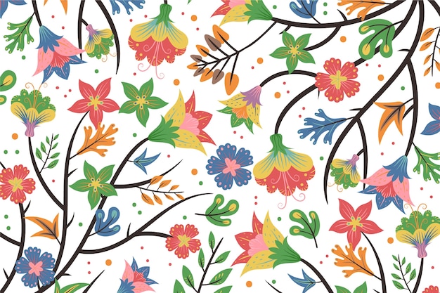 Vector colourful exotic floral white background