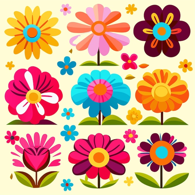 Vector colourful flower cartoon for summer decoration