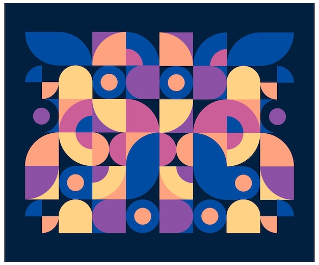 Colourful geometric pattern design with basic classic shapes