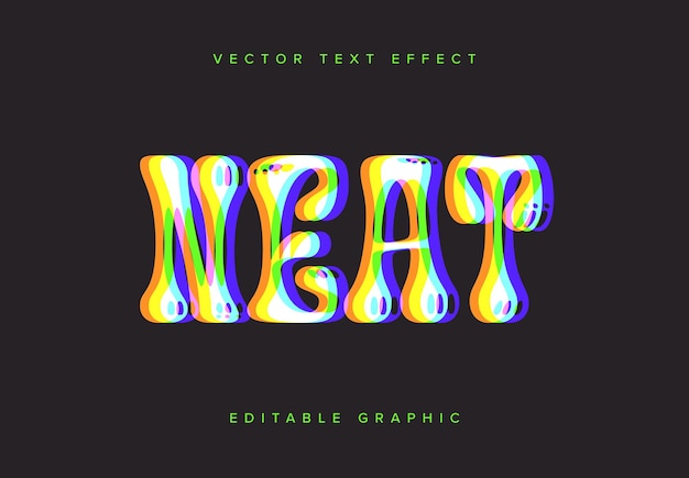 Vector colourful glitch text effect mockup