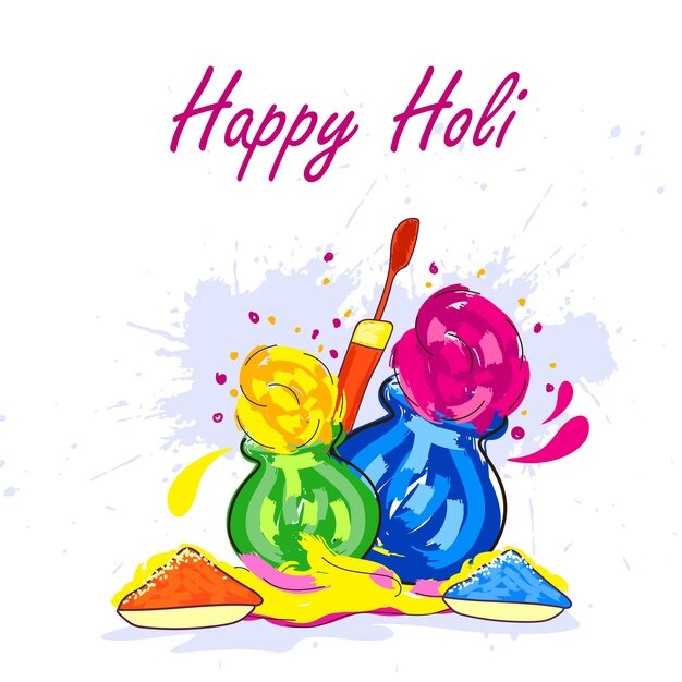 Vettore illustrazione colorata in polvere di gulaal per happy holi