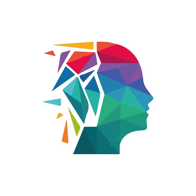 colourful human brain is a symbol of intelligence logo design