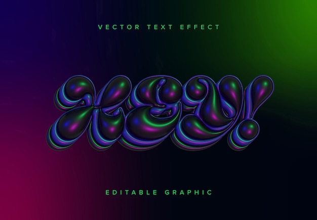 Vector colourful inflated 3d vector text effect mockup