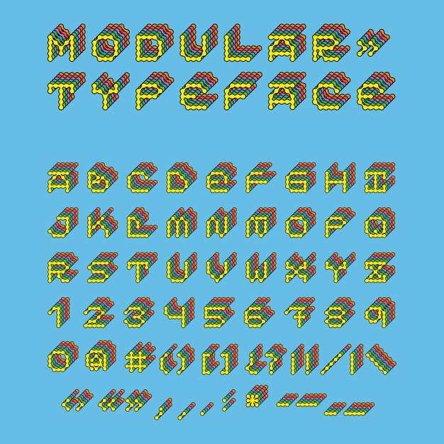 Colourful modular typeface