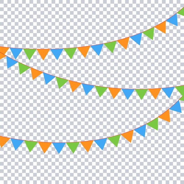 Colourful Party Background with Flags Vector transparent background