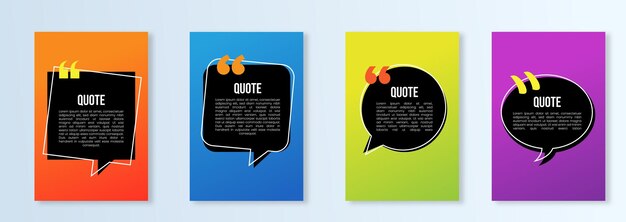 Vector colourful quotes fresh gradation design dialog bubble box