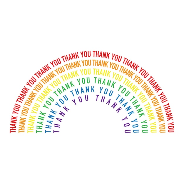 Colourful rainbow made from thank you message