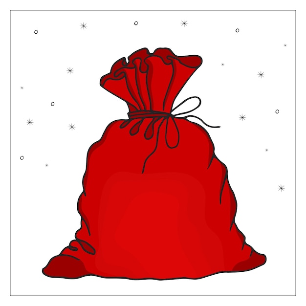 Vector colourful red sac. santa's bag full of gifts. christmas and new year decoration.