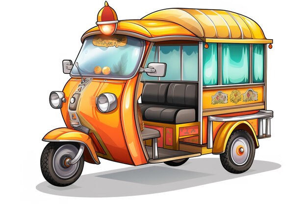 Colourful rikhshaw flat design illustration