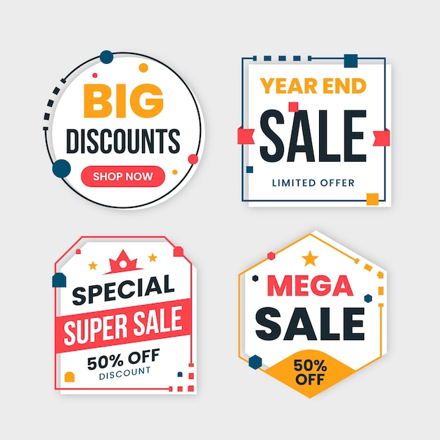 Vector colourful sales banners collection with cute frames